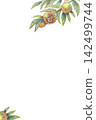 Autumn-themed frame material featuring a watercolor illustration of a chestnut tree. 142499744