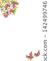 Watercolor-painted pomegranate tree frame background material (vertical design) 142499746