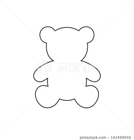 teddy bear outline isolated on white background cute soft toy for kids and babies 142499938