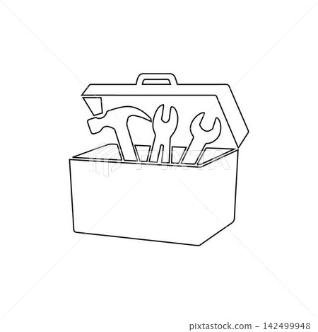 toolbox outline icon with tools wrench hammer screwdriver illustration toolbox outline icon with tools wrench hammer screwdriver illustration 142499948
