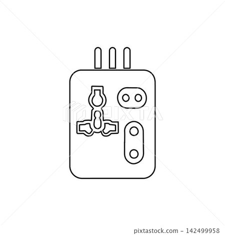 travel adapter outline icon universal plug converter charger electricity gear illustration 142499958