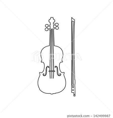 violin outline icon classical music instrument bow strings orchestra illustration violin outline icon classical music instrument bow strings orchestra illustration 142499987