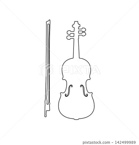violin outline on white background 142499989