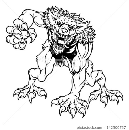 Werewolf Wolf Scary Monster Claw Wolfman Cartoon Werewolf Wolf Scary Monster Claw Wolfman Cartoon 142500737