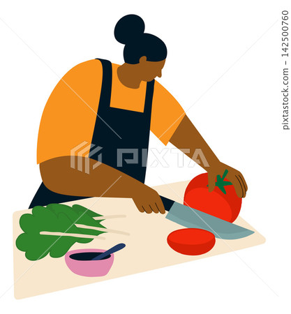 Woman Chef Cook Healthy Meal Preparation Food Woman Chef Cook Healthy Meal Preparation Food 142500760