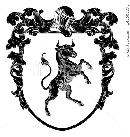 Bull Heraldry Coat of Arms Heraldic Animal Shield Bull Heraldry Coat of Arms Heraldic Animal Shield 142500773