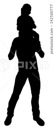 Silhouette Dad Father and Child Playing Silhouette Dad Father and Child Playing 142500777