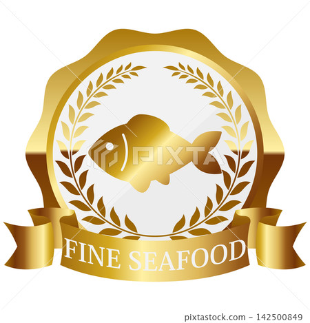 A luxurious fish emblem in white and gold. A luxurious fish emblem in white and gold. 142500849