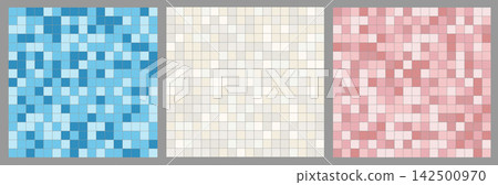 Flat Ceramic Tile Wall Set with Pink and Blue Patterns 142500970