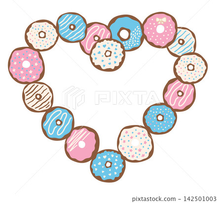 Cartoon candy donut frame with frosting glaze and sprinkle decoration Cartoon candy donut frame with frosting glaze and sprinkle decoration 142501003