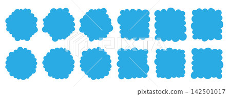Fluffy Thought Bubble Label Shape Cloud Frame Cartoon Style Fluffy Thought Bubble Label Shape Cloud Frame Cartoon Style 142501017