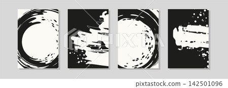 Abstract paint splash poster vector set 142501096