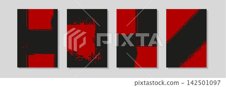 Abstract vector red brush stroke poster set Abstract vector red brush stroke poster set 142501097