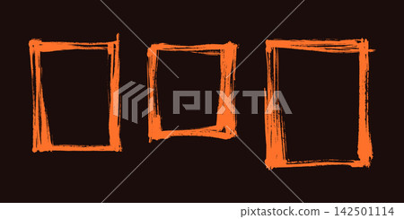 Abstract Orange Brush Stroke Square Frames Vector 142501114