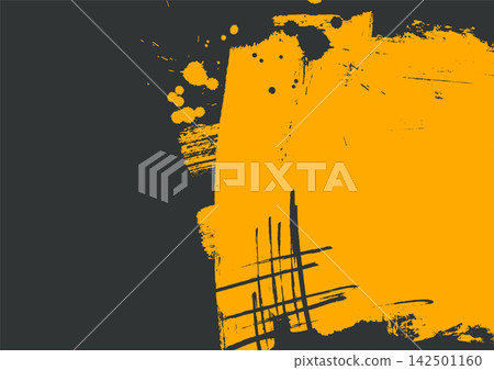 Yellow Grunge Brush Frame with Crosshatch Texture 142501160