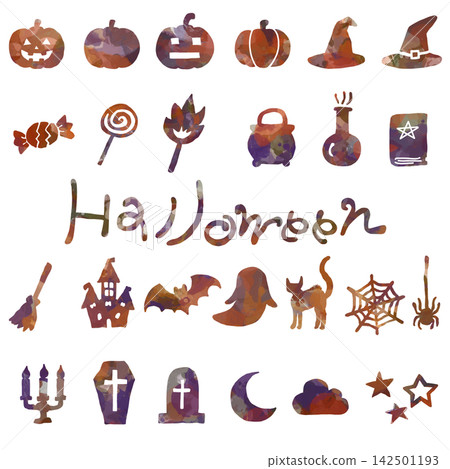 A set of hand-drawn style Halloween-themed illustration materials. A set of hand-drawn style Halloween-themed illustration materials. 142501193