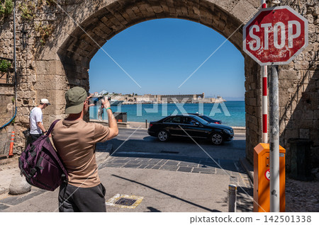 Virgin Gate Archway View to Sea in Old Town Rhodes Virgin Gate Archway View to Sea in Old Town Rhodes 142501338