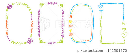 Simple crayon kindergarten frame set with oval and rectangular shapes Simple crayon kindergarten frame set with oval and rectangular shapes 142501370