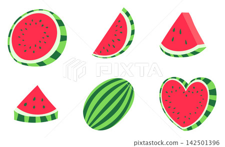 Cute Watermelon Fruit Set with Heart and Round Pieces Cute Watermelon Fruit Set with Heart and Round Pieces 142501396