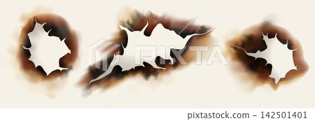Torn Paper Note with Burned Side Edge Torn Paper Note with Burned Side Edge 142501401