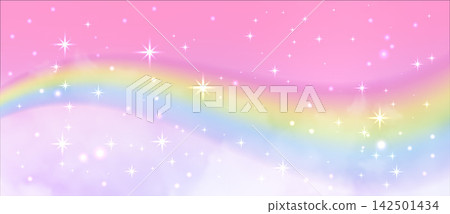 Soft pink glitter sky with magical clouds and sparkling bokeh Soft pink glitter sky with magical clouds and sparkling bokeh 142501434