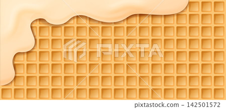 Wafer Background with Sweet Cream Icing Drips Wafer Background with Sweet Cream Icing Drips 142501572