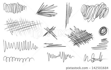Hand Drawn Pen Scratch Mark Set 142501684