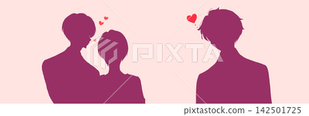 Three men in love - silhouettes Three men in love - silhouettes 142501725