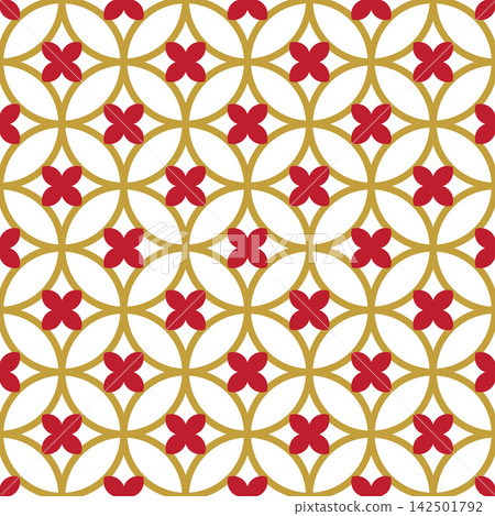 Hana Shippo (Flower Seven Treasures) Japanese Pattern Seamless Pattern Auspicious Motif Red Gold Hana Shippo (Flower Seven Treasures) Japanese Pattern Seamless Pattern Auspicious Motif Red Gold 142501792