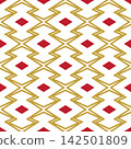Pine bark diamond pattern, seamless Japanese design, nested diamond pattern, red and gold. 142501809