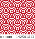 Seigaiha (wave pattern) Japanese seamless pattern, red 142501813