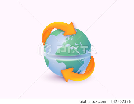 Green Planet Earth, Earth Day, Environment day, Ecology concept. 3D Web Vector Illustrations. 142502356