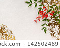 Washi paper with a background of nandina and gold decorations 142502489