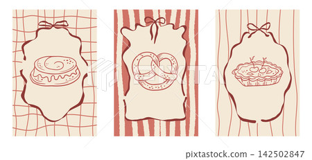 Rustic Bakery Label Frame with Vintage Ribbon Border Template 142502847