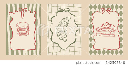 Vintage Bakery Label Frame for Holiday Packaging and Branding 142502848