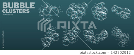 Realistic Foam Bubbles. Soap Bath Bubble Elements. 142502912