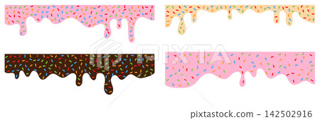 Cute Dripping Glaze Borders with Colorful Toppings Cute Dripping Glaze Borders with Colorful Toppings 142502916