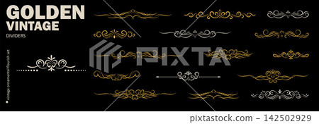 Golden Calligraphic Chapter Divider Set with Elegant Swirl Flourishes Golden Calligraphic Chapter Divider Set with Elegant Swirl Flourishes 142502929