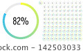 Set of circle percentage progress bar diagrams meters from 0 to 100 ready-to-use for web design, user interface UI or infographic - indicator with gradient from yellow to cyan blue 142503033