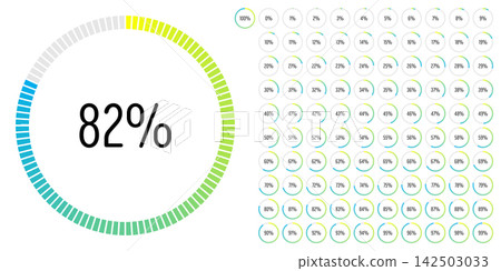 Set of circle percentage progress bar diagrams meters from 0 to 100 ready-to-use for web design, user interface UI or infographic - indicator with gradient from yellow to cyan blue Set of circle percentage progress bar diagrams meters from 0 to 100 ready-to-use for web design, user interface UI or infographic - indicator with gradient from yellow to cyan blue 142503033