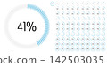 Set of circle percentage progress bar diagrams meters from 0 to 100 ready-to-use for web design, user interface UI or infographic - indicator with blue 142503035