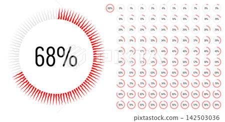 Set of circle percentage progress bar diagrams meters from 0 to 100 ready-to-use for web design, user interface UI or infographic - indicator with red Set of circle percentage progress bar diagrams meters from 0 to 100 ready-to-use for web design, user interface UI or infographic - indicator with red 142503036