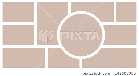 Minimal montage gallery layout with circular photo frame design Minimal montage gallery layout with circular photo frame design 142503099