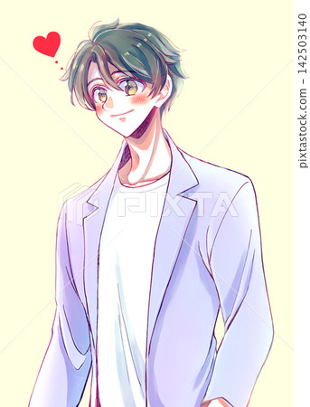A refreshing-looking man with black hair, romance, spring, and a jacket. A refreshing-looking man with black hair, romance, spring, and a jacket. 142503140