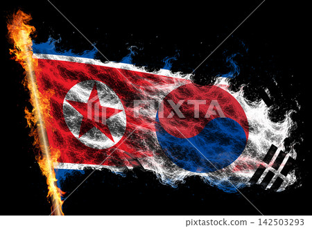 3D Flag on flames 3D Flag on flames 142503293
