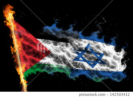 3D Flag on flames 3D Flag on flames 142503412
