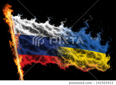 3D Flag on flames 3D Flag on flames 142503413
