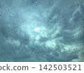Raindrops and the sky seen through the glass 142503521