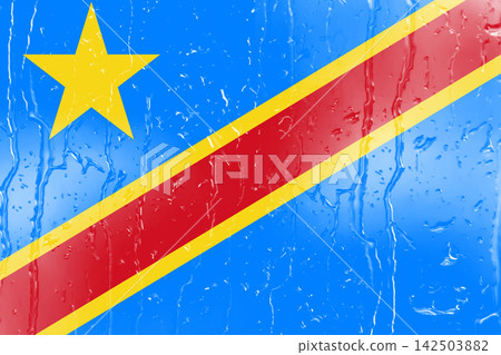 3D Flag of DR Congo on a glass 3D Flag of DR Congo on a glass 142503882