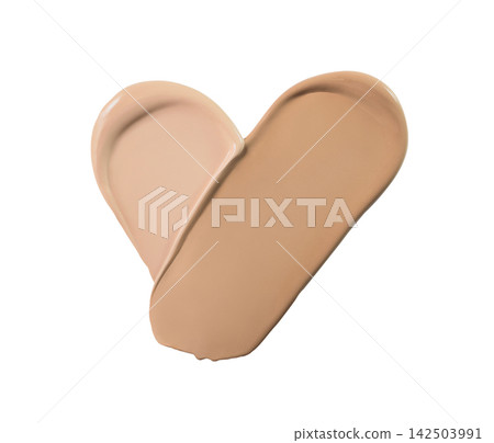 Foundation swatches in different skin tones creating heart concept isolated on white Foundation swatches in different skin tones creating heart concept isolated on white 142503991